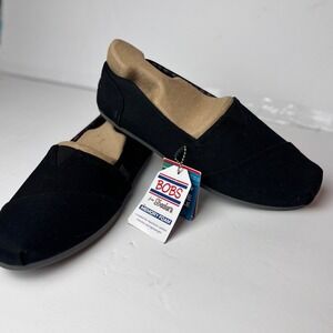 Skechers BOBS Womens Black Canvas Slip On Memory Foam  Shoes 9 NWT  Spring Shoes